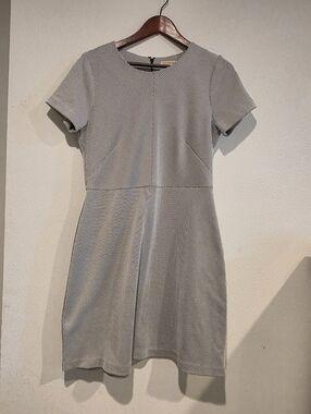 Michael Kors Ponte Knit Dress Sz Medium Shealth Fit Flare Knee Black White